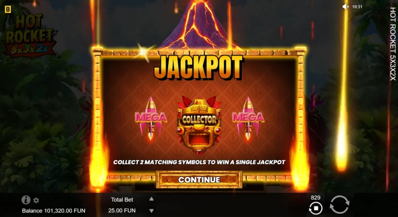 Hot Rocket 5x 3x 2x - Avvio di Jackpot Spins con un razzo collettore al centro